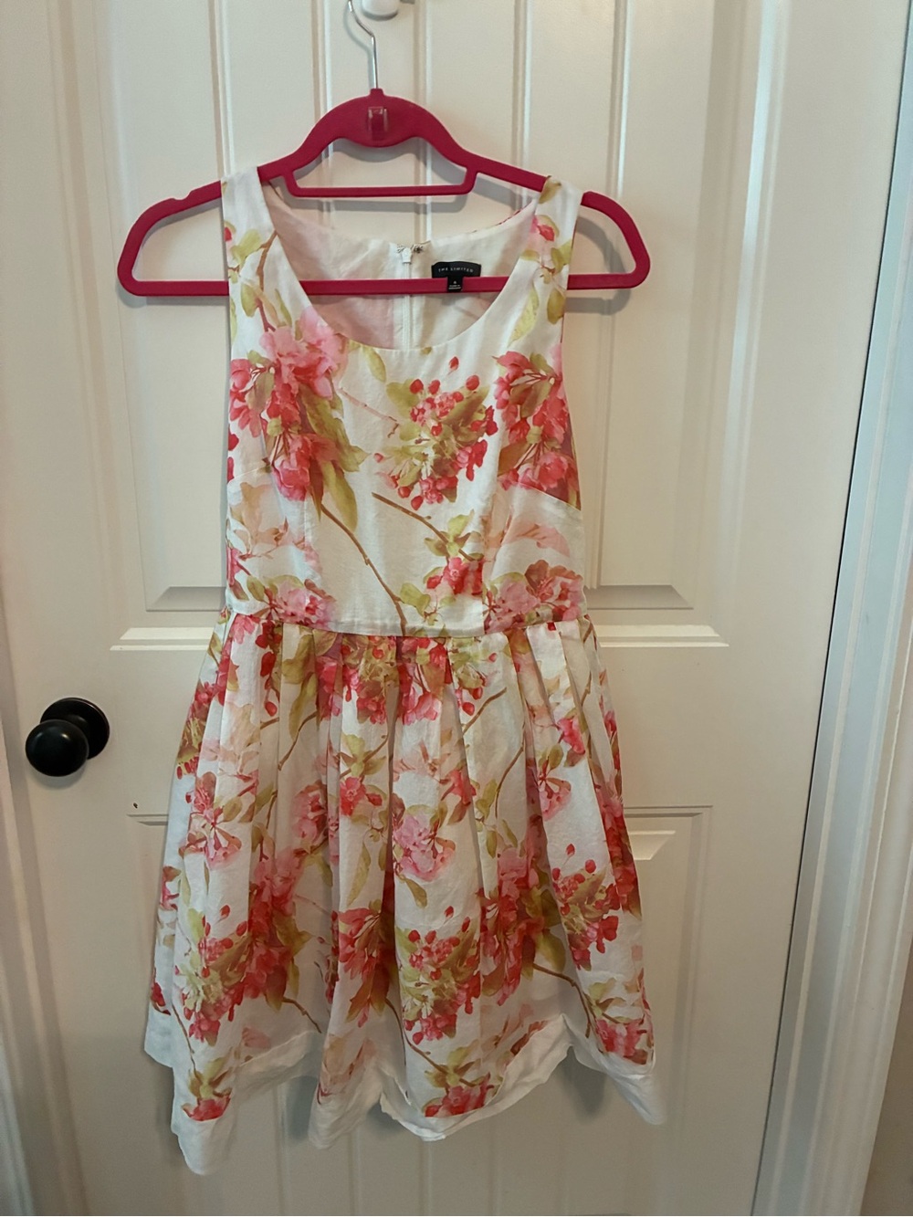 The Limited White Floral Fit-and-Flare Mini Dress with Pink and Green Blooms